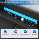 Brinlawb Polsterbett Schwebebett mit LED Beleuchtung und Ladestation 2 Steckdosen 2 USB Bettgestell mit gepolstertem