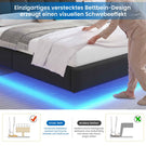 Brinlawb Polsterbett Schwebebett mit LED Beleuchtung und Ladestation 2 Steckdosen 2 USB Bettgestell mit gepolstertem