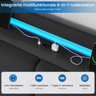 Brinlawb Polsterbett Schwebebett mit LED Beleuchtung und Ladestation 2 Steckdosen 2 USB Bettgestell mit gepolstertem