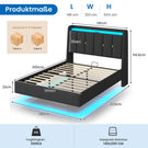 Brinlawb Polsterbett Schwebebett mit LED Beleuchtung und Ladestation 2 Steckdosen 2 USB Bettgestell mit gepolstertem