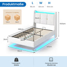 Brinlawb Polsterbett Schwebebett mit LED Beleuchtung und Ladestation 2 Steckdosen 2 USB Jugendbett mit gepolstertem
