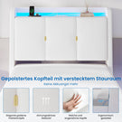 Brinlawb Polsterbett Schwebebett mit LED Beleuchtung und Ladestation 2 Steckdosen 2 USB Jugendbett mit gepolstertem