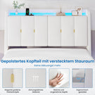 Brinlawb Polsterbett Schwebebett mit LED Beleuchtung und Ladestation 2 Steckdosen 2 USB Jugendbett mit gepolstertem