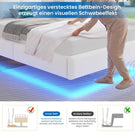 Brinlawb Polsterbett Schwebebett mit LED Beleuchtung und Ladestation 2 Steckdosen 2 USB Jugendbett mit gepolstertem