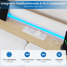 Brinlawb Polsterbett Schwebebett mit LED Beleuchtung und Ladestation 2 Steckdosen 2 USB Jugendbett mit gepolstertem