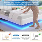 Brinlawb Polsterbett Schwebebett mit LED Beleuchtung und Ladestation 2 Steckdosen 2 USB Jugendbett mit gepolstertem