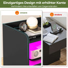 Brinlawb Nachttisch mit LED Beleuchtung und Ladestation 2 AC Steckdosen 2 USB Anschlüsse Nachtschrank mit 2 Schubladen und 1 Offenes