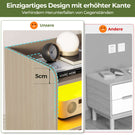 Brinlawb Nachttisch mit LED Beleuchtung und Ladestation 2 AC Steckdosen 2 USB Anschlüsse Nachtschrank mit 2 Schubladen und 1 Offenes