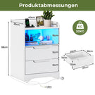 Brinlawb Nachttisch mit LED Beleuchtung und Ladestation 2 AC Steckdosen 2 USB Anschlüsse Nachtschrank mit 2 Schubladen und 1 Offenes