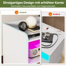 Brinlawb Nachttisch mit LED Beleuchtung und Ladestation 2 AC Steckdosen 2 USB Anschlüsse Nachtschrank mit 2 Schubladen und 1 Offenes